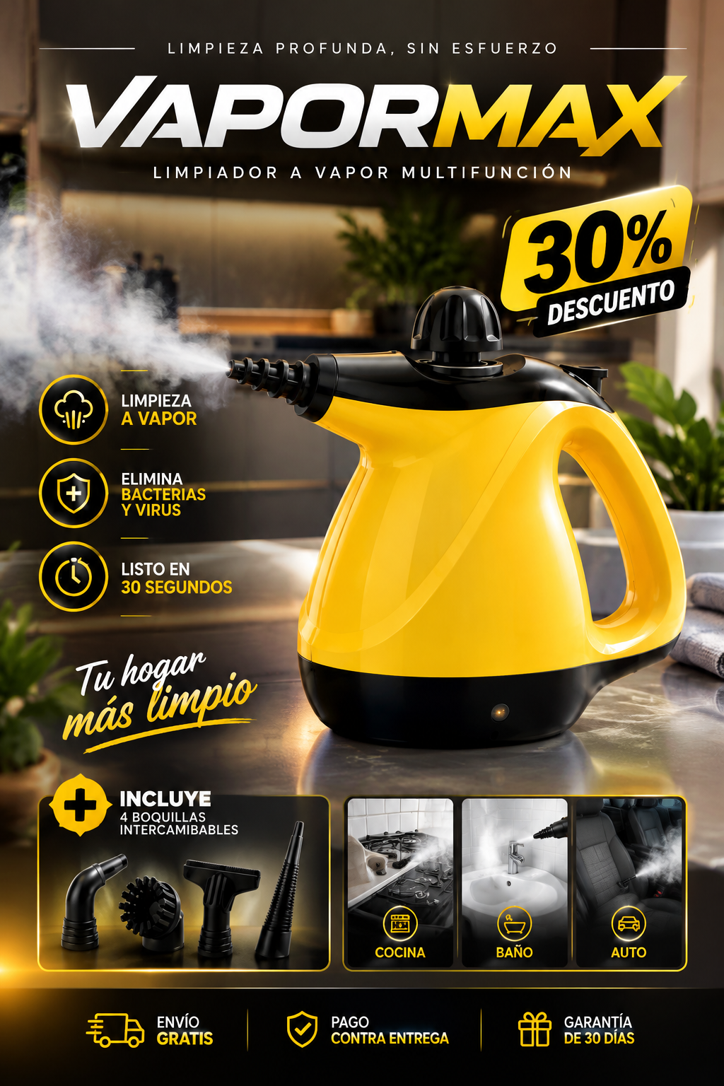 VAPOR MAX (Limpiadora a vapor mutiusos para el hogar)