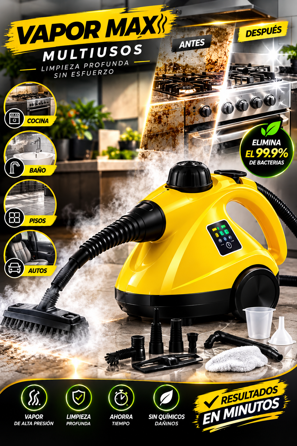 VAPOR MAX (Limpiadora a vapor mutiusos para el hogar)
